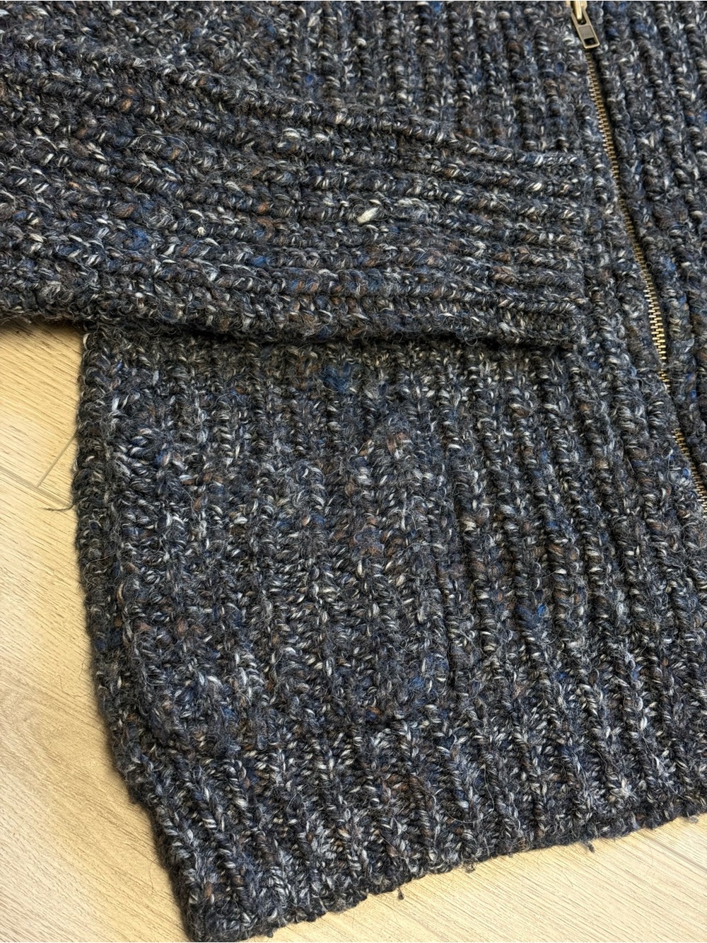 Wilfred Free Wool Alpaca Zip Front Chunky Shaker Knit Sweater Sz.L - Picture 4 of 7